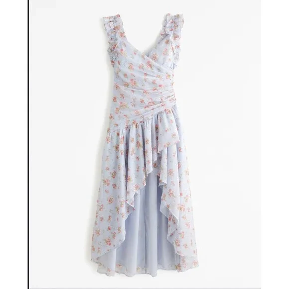 Abercrombie & Fitch Floral Maxi Dress‎ Ruffle High Low Wedding Guest Sz XXLT NEW