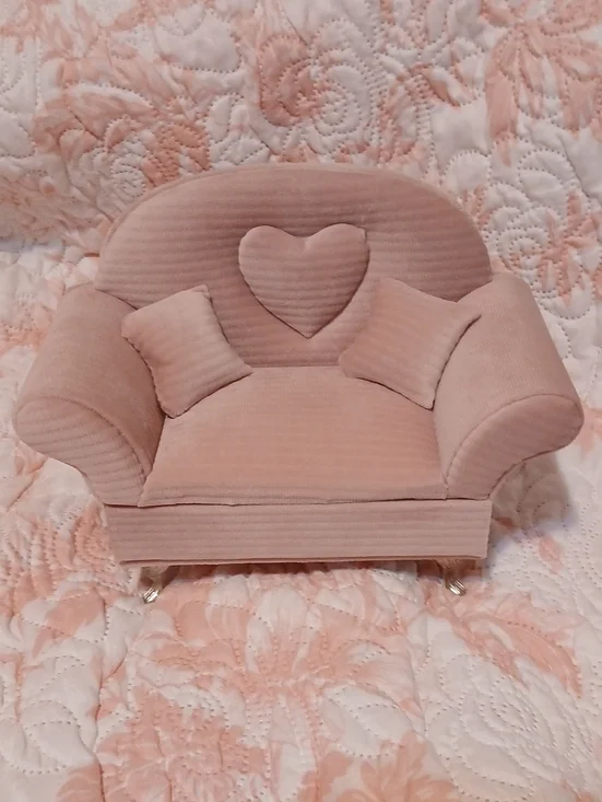Pink Heart Accent Mini Sofa - Plush Home Accent/jewelry Box