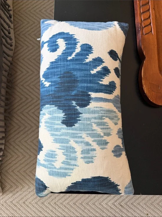 Ballard designs Decorative Blue Ikat Lumbar Pillow -