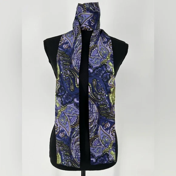 TALBOTS‎ PAISLEY SILK PURPLE AND LIME FASHION SCARF