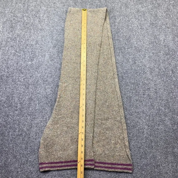 Brooks Brothers Tan Donegal Tweed Lambswool Blend Scarf Purple Striped Ribbed OS