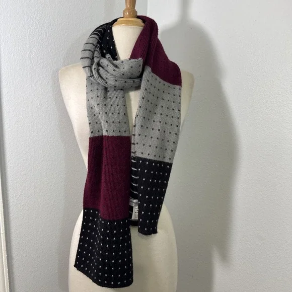 Gruppo Italiano Scarf Unisex Colorblock Dot Print Winter‎ Wrap 74x11 Classic