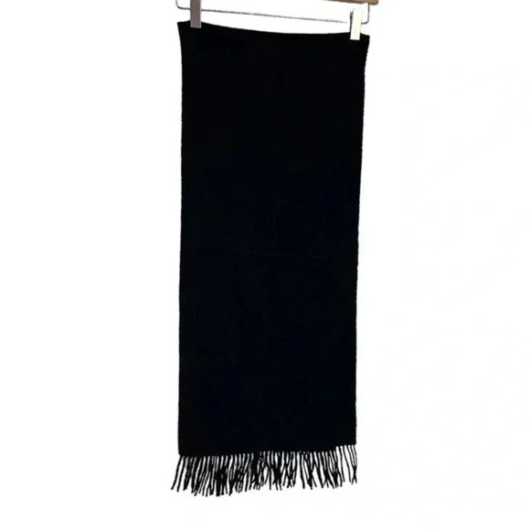 Nautica‎ mens 100% lambswool black scarf with fringe