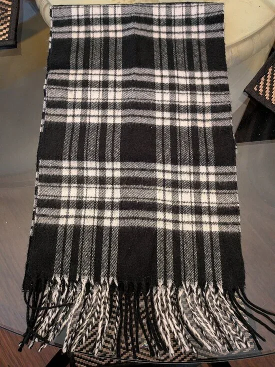 Vintage Christian Dior Monsieur Plaid Fringed Scarf Cashmaire 100% Acrylic