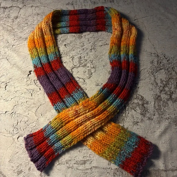 Boho New Hand Knit Scarf, Multicolor