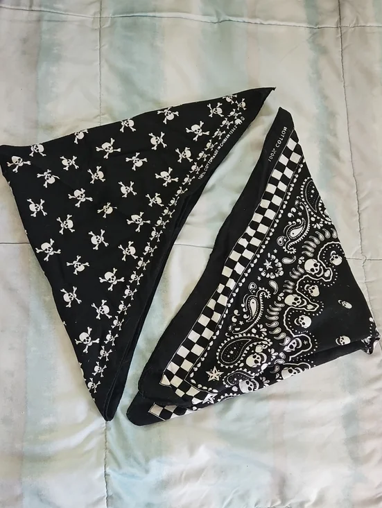 Checker Skull Bandana & Skull With Crossbones Pirate Bandana