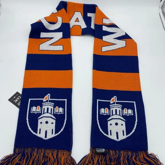 Wheaton College SCARF 65” Double Sided Acrylic Orange/Blue‎ stripes, SOFT Fringe