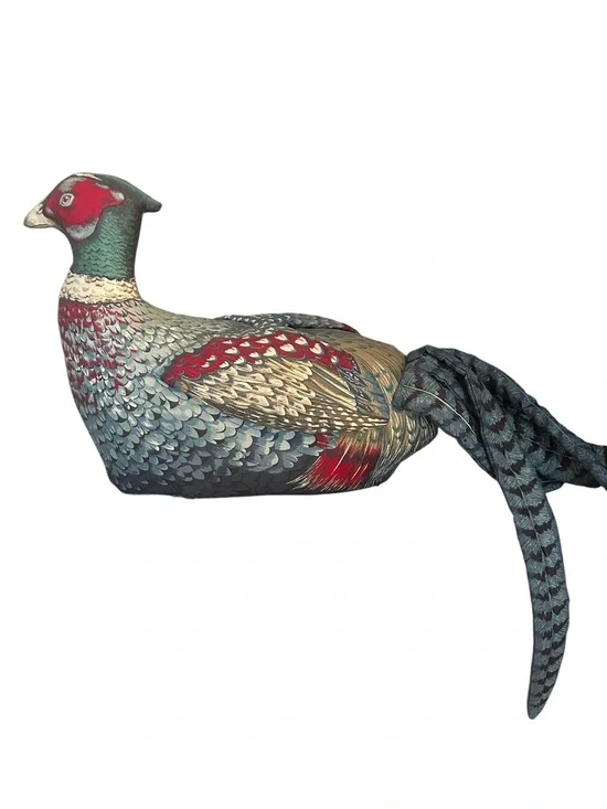 vtg pheasant accent pillow fabric primitive style Bird Primitive Style