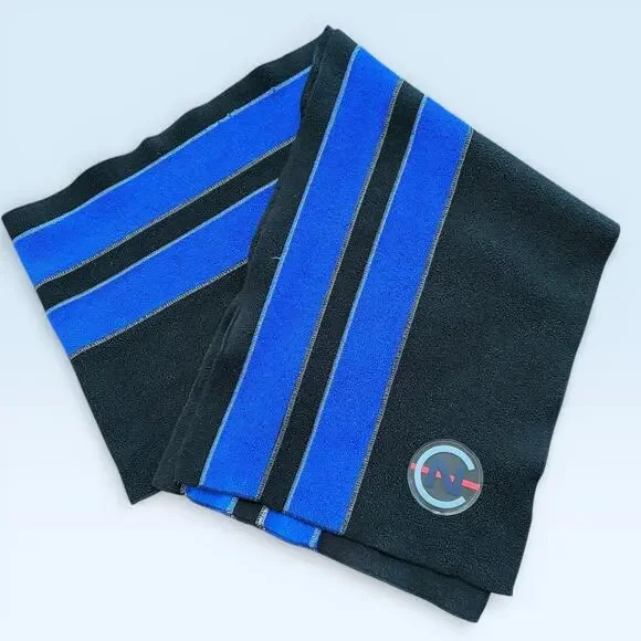 Nautech Fleece Scarf Mens One Size Black Blue Stripe Logo Winter Cold Weather