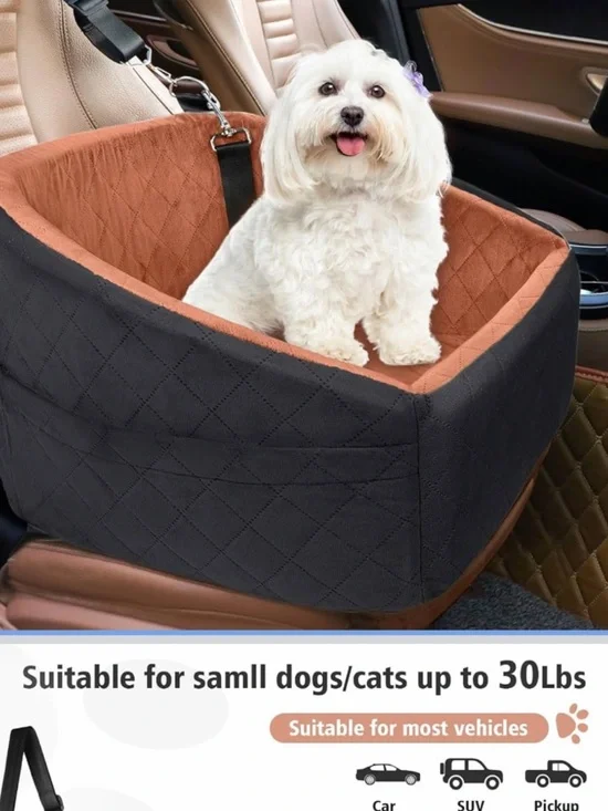 Car Pet Booster Seat for Small Dogs - Black and Brown
