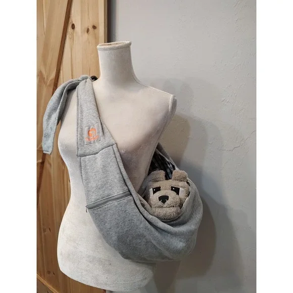 Tomkas Small Dog Carrier Sling Grey Adjustable Strap Hands Free Pet Bag