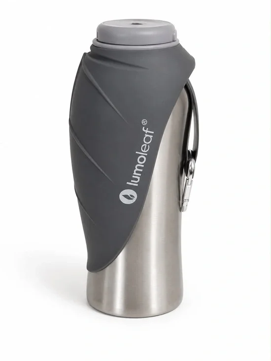 Lumoleaf Gray Travel Pet Water Bottle for Dogs
