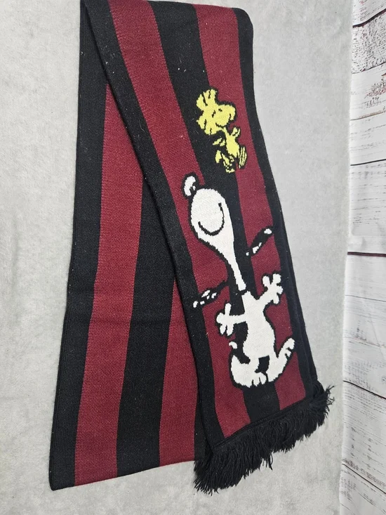 Red & Black Stripe Snoopy & Woodstock Scarf