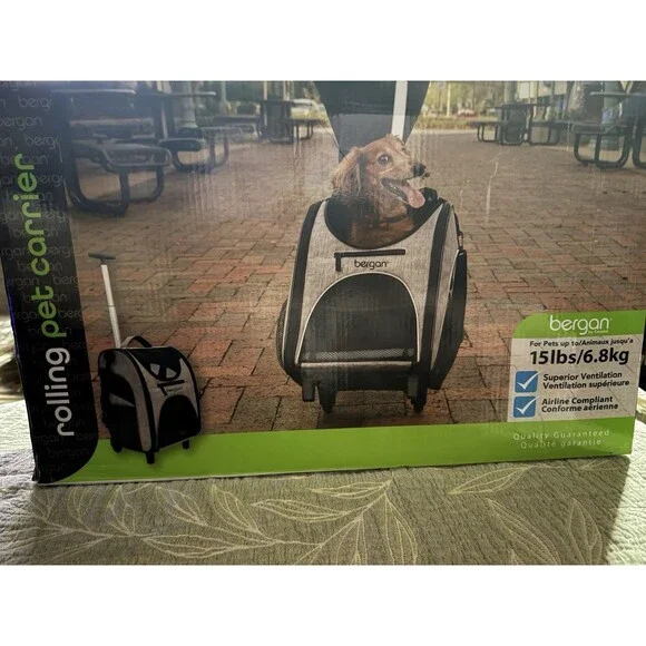 Rolling Pet Cat Dog Carrier Bergan Airline Compliant. For Pets Up To 15 Lbs.