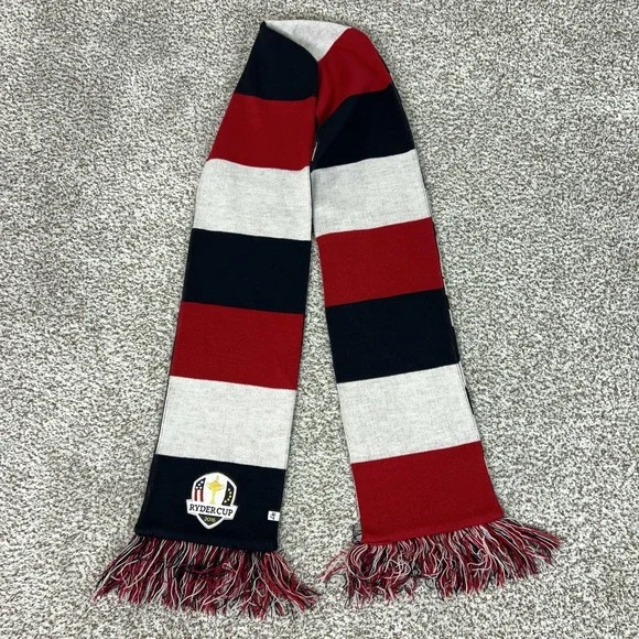 Ryder Cup Scarf Mens Womens Red Navy White Golf‎ 2016 Striped Knit Fringe Winter