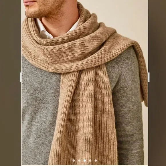 NWT Gorgeous West Loop Beige / Tan Men’s Knit Scarf New
