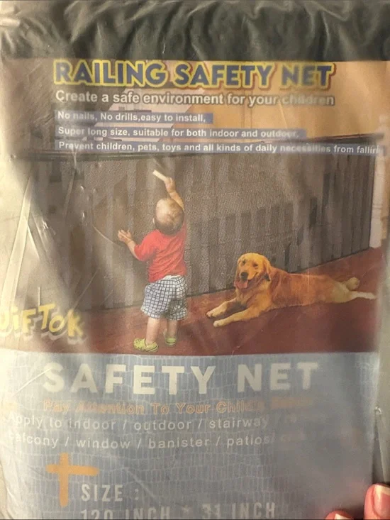Railing Safety Net - Black Pet & Child Protection
