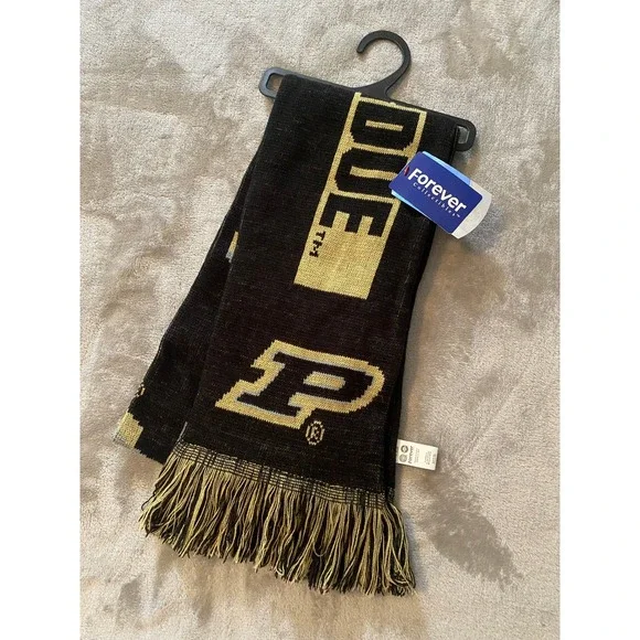 NWT Purdue Scarf Unisex OS Black‎ Gold Boilermakers Knit Fringe NCAA