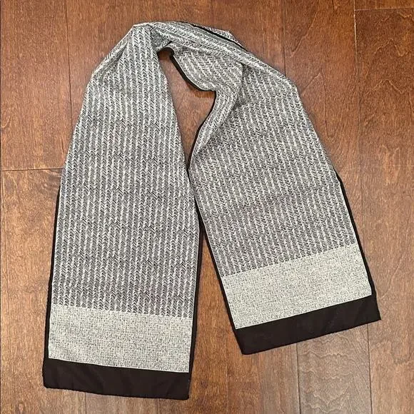 Hand Rolled Neutral Black and Taupe Rectangle Scarf, Lightweight and Versatile