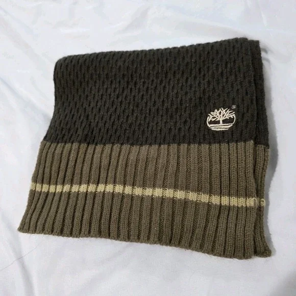 Y2K‎ Timberland Mens Scarf Knit Brown Preppy Outdoor