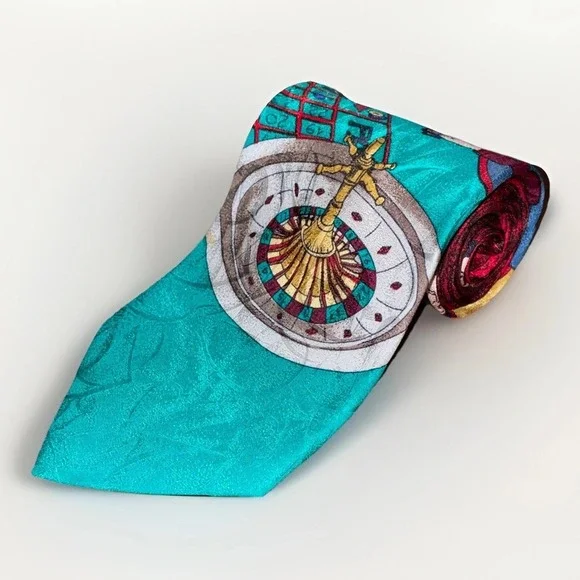 Carlo Palazzi Studio Silk Hand Made Casino Roulette Gambling Mens‎ Tie