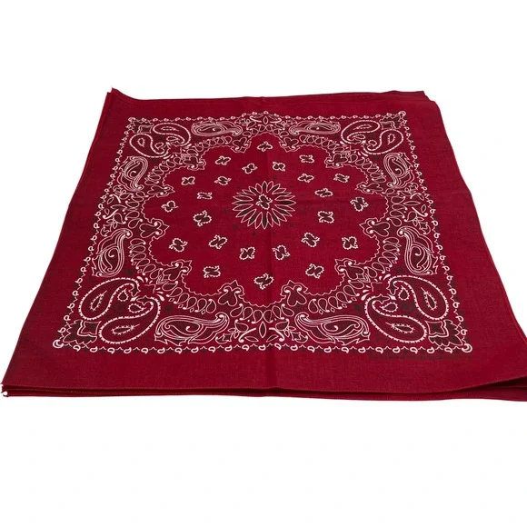 Lot of 10 Pc Vintage Hav-A-Hank Paisley Bandanas Red Navy Blue Cotton Made USA