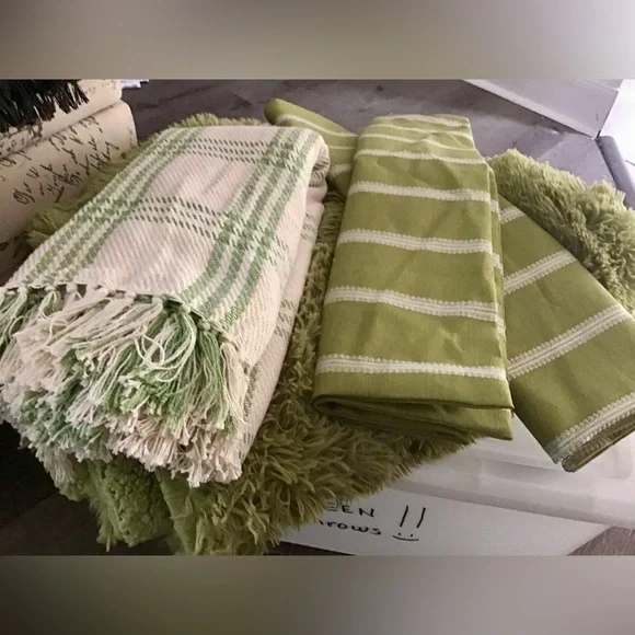 Green and Cream Throws and Pillow Covers