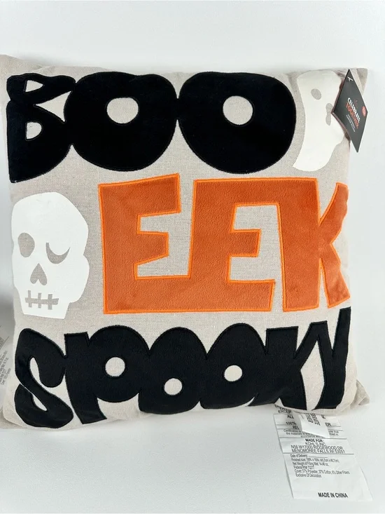 Halloween Decorative Accent Pillow - Orange, Black & White