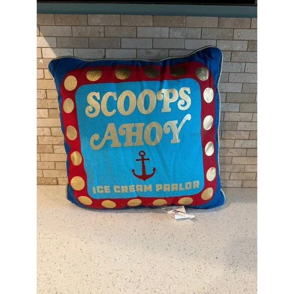 Netflix Stranger Things Scoops Ahoy Throw Pillow Blue‎ Corduroy Cushion 16 Inch