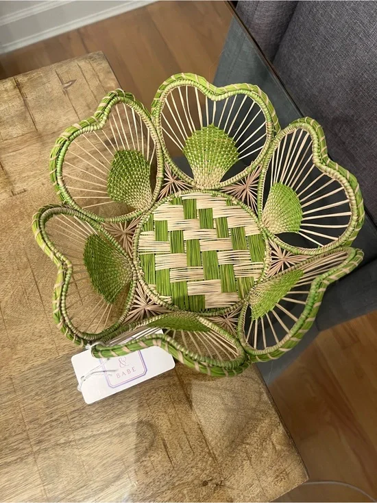 Soleil Flower Bread Basket  handcrafted from natural Iraca palm fibers