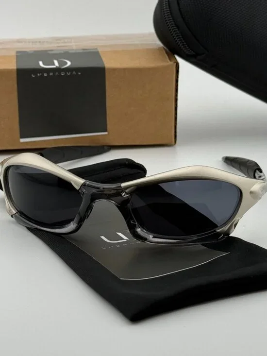 UmbraDual Nova Metal Frame Sunglasses Silver Metal Black Mirror Polarized Lenses