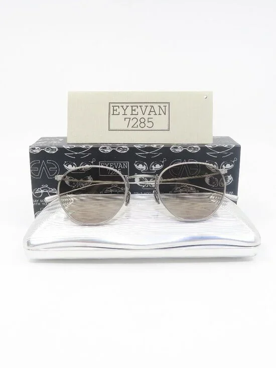 EYEVAN 7285 #188 801 Light Gray Titanium Round New Sunglasses Frames.