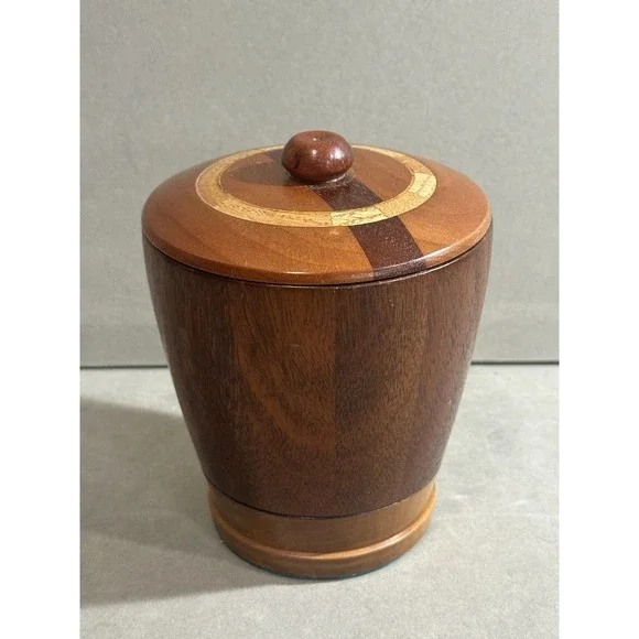 Vintage Handcrafted‎ Wooden Container With Lid