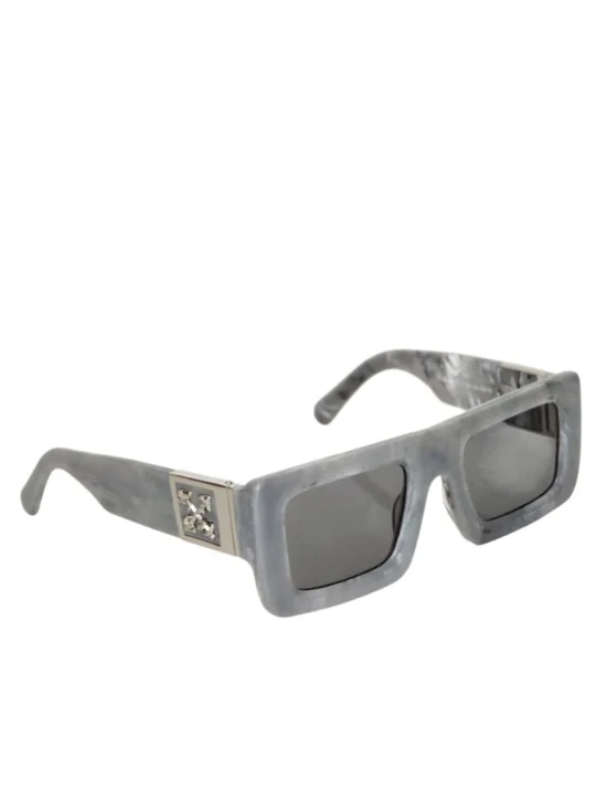 OFF-WHITE Leonardo OER1049‎ Gray Marble Square Sunglasses Unisex