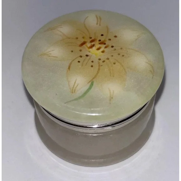 Trinket Box N. Yassaman Company Genuine Alabaster Flowers Pillbox Made in Italy