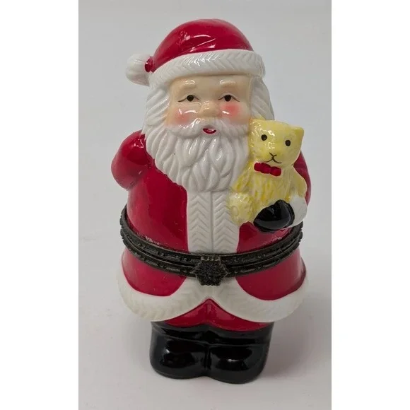 Santa Claus Trinket Box Hinged Teddy Bear 4