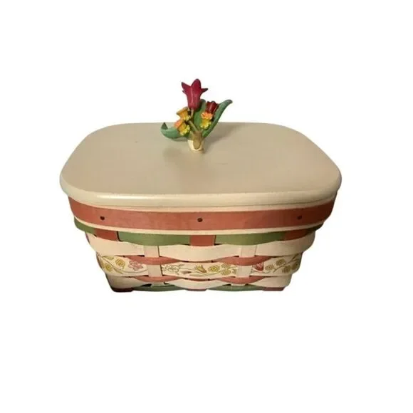 Longaberger 2012 Mother's Day Basket Lid and Floral Lid Knob Protector Liner