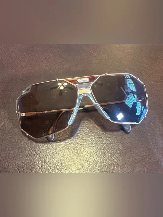 CAZAL 905 Men's Vintage Sunglasses Gold Metal Brown Tinted + Case & extra lenses