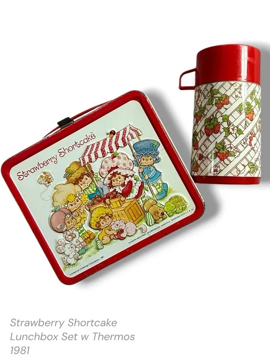 Vintage 1981 Original Strawberry Shortcake Aladdin Metal Lunchbox & Thermos Set