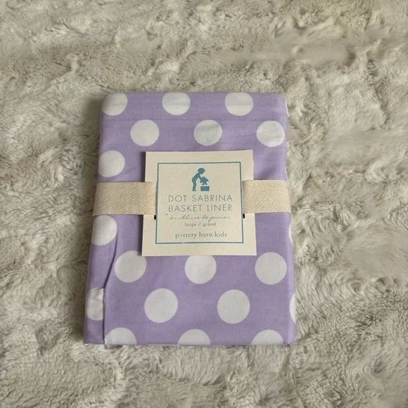 NEW Pottery Barn Kids Purple Polka Dot Sabrina Basket Liner Size Large