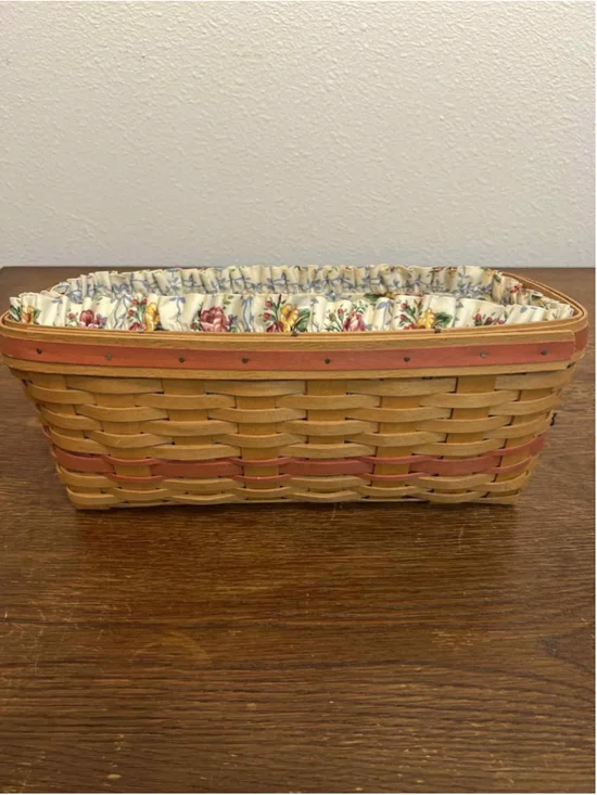 Longaberger Buffet Basket 1996 Signed w/ Liner & Protector Vintage Handwoven