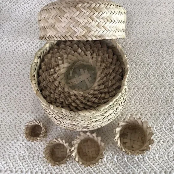 Nesting Baskets Seagrass Straw Reed Woven Set of 12+Organic Nature Boho Handmade