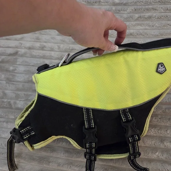 Arcadia Trail Dog Life Jacket High Visibility Flotation Vest Yellow Black Size S