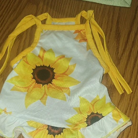 Sunflower Print Dog Dress Size Small