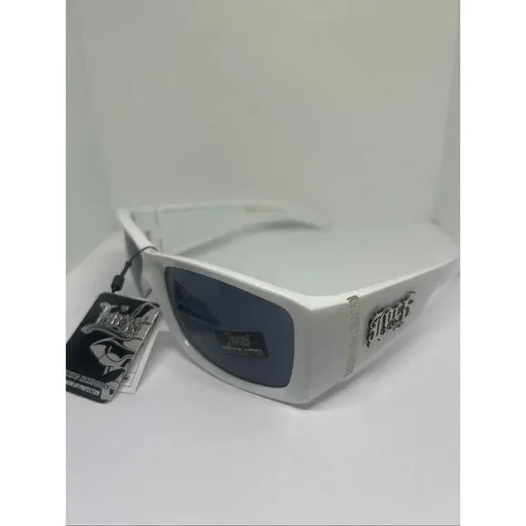 Locs White Frame Black Smoke Lens Sunglasses UV400 Hardcore Shades