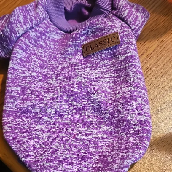 Classic Purple Knit Fleece Lined Pet   Sweater Size SMALL