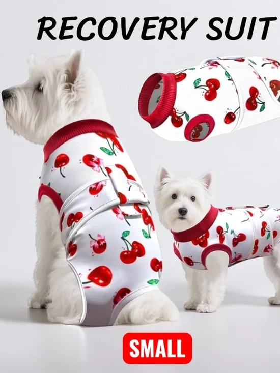 Dog Recovery Suit Small Cherry Print Surgery Onesie NWOT