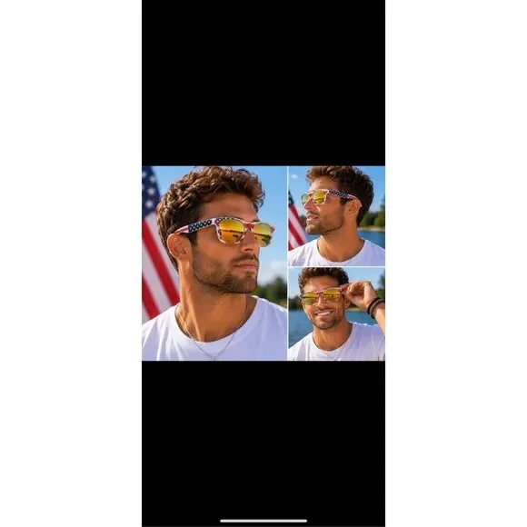 Retro Optix Patriotic American Flag Sunglasses UV400 Protection