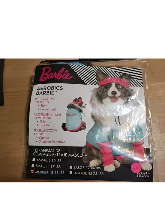 Aerobics Barbie Pet Costume Halloween Cosplay Medium 18-28 Pounds Dog #4005