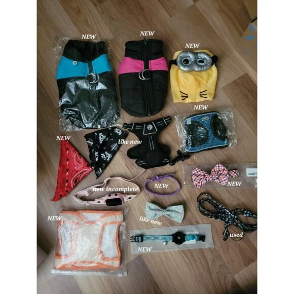Dog Accessories Wholesale Bundle Harnesses Leashes Collars, Bandanas 17 pieces